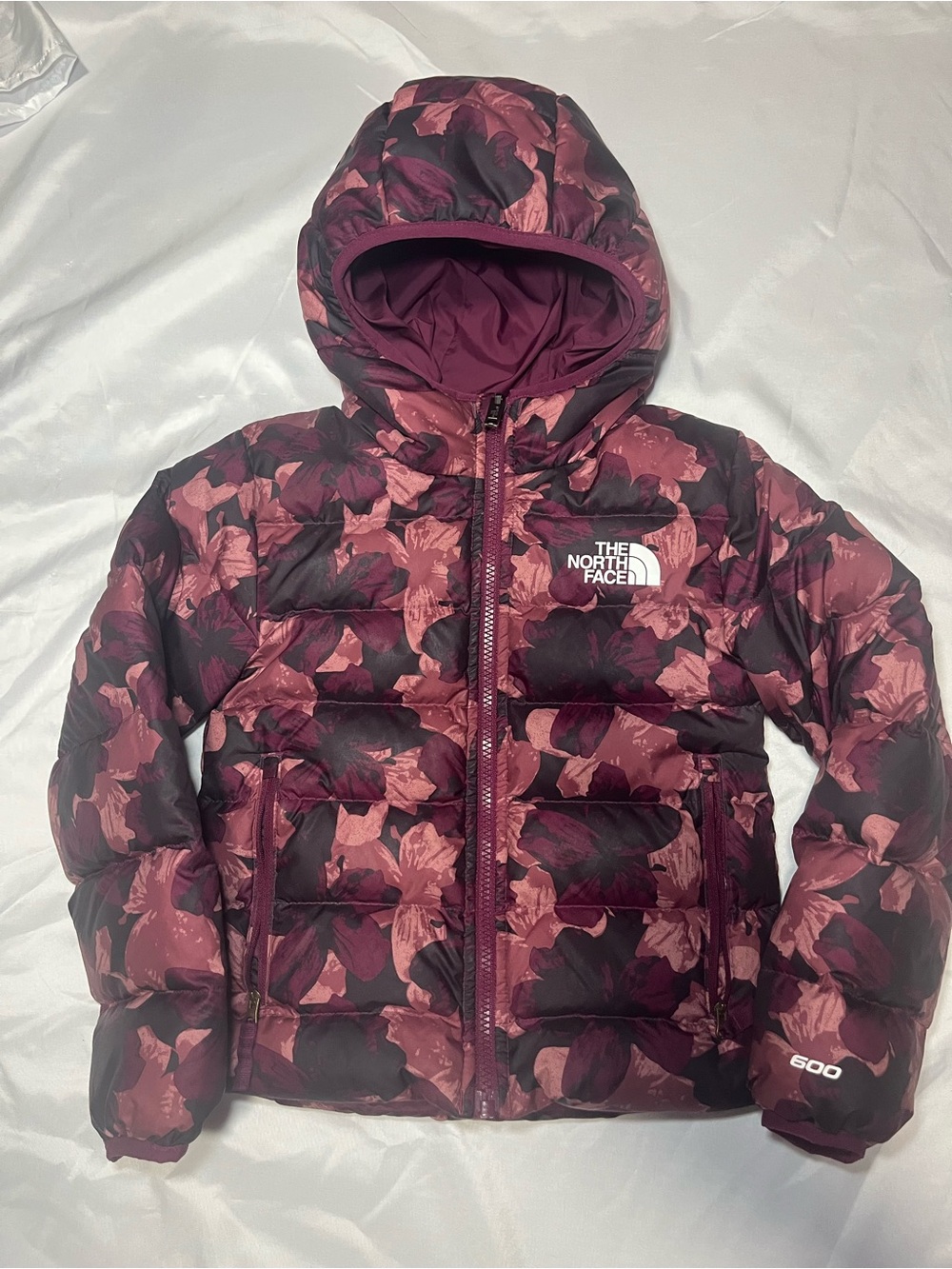 The North Face Girl's Purple Printed Reversible Puffer Down 600 Jacket Size XS